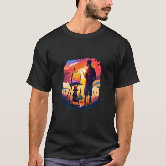 Landscape Painting Collector Painter Dad In Sunset T-Shirt (Vorderseite)