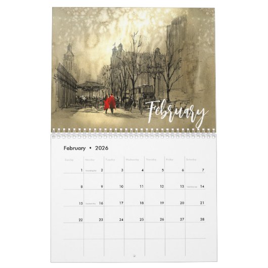 Landscape Paintings MEDIUM size Kalender (Feb 2026)