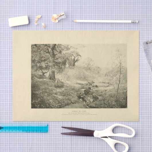 Landscape Spring Trees Ephemera Decoupage Seidenpapier (Handwerk)