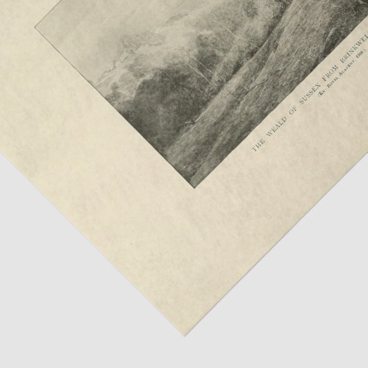 Landscape Sussex Trees Ephemera Decoupage Seidenpapier (Ausschnitt)