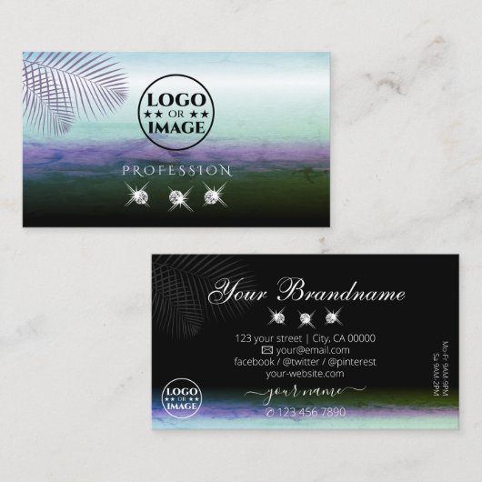 Landscape Wasserfarben glänzende Diamanten mit Log Visitenkarte (Vorne/Hinten)