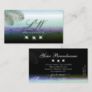Landscape Wasserfarben Sparkling Diamonds Monogram Visitenkarte