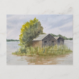 Landscape watercolor painting postkarte