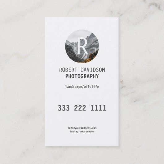 Landscape Wildlife Fotografy Custom Foto Upload Visitenkarte (Rückseite)