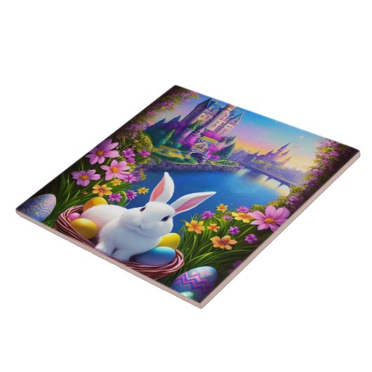 landscape with a rabbit and magical castles fliese (Seite)