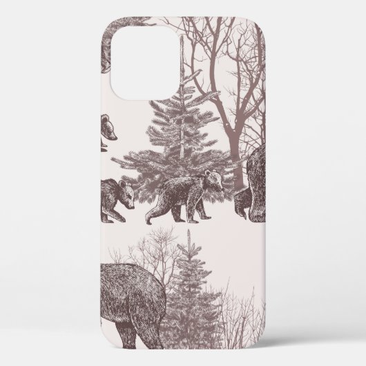 Landscape with bears, cubs, winter trees and fir t Case-Mate iPhone hülle (Rückseite)