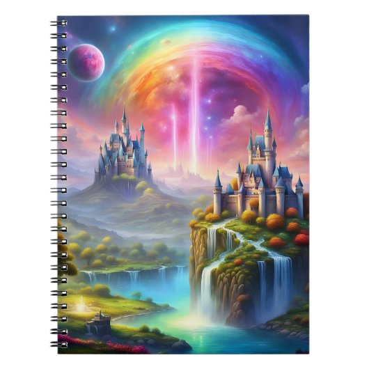 landscape with magical castles and bright colors notizblock (Vorderseite)