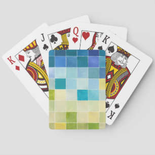 Landscape with Multicolored Pixilated Squares Spielkarten