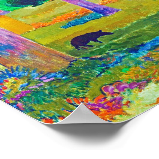 Landscape with Pig and Horse, Gauguin Poster (Ecke)