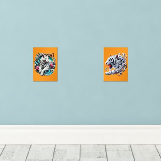 LANDSCAPE WITH TIGER, BUTTERFLIES AND FLOWERS BILDERWAND SETS (Holzboden)