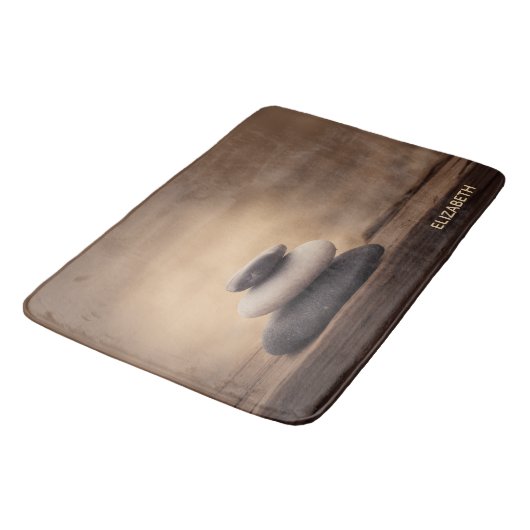 Landscape, Zen Stones Brown Badematte (Schrägansicht)