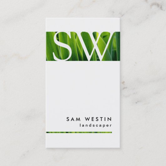 Landscaper Bold Monogram Business Card Visitenkarte (Vorderseite)