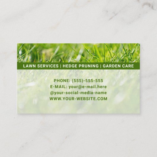 Landscaper-Foto für die Rasenmäher Visitenkarte (Rückseite)