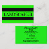 Landscaper Neon Green Business Card Visitenkarte (Vorne/Hinten)