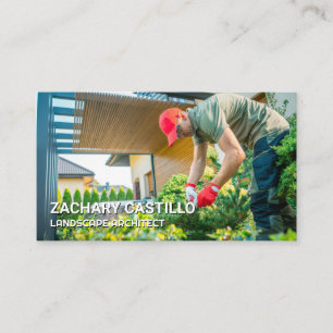 Landscaper Pruning Bushes   Gartenarbeit Visitenkarte