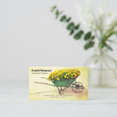Landscaper Vintag Wheelbarrow Marigold Blume Visitenkarte (Stehend Vorderseite)