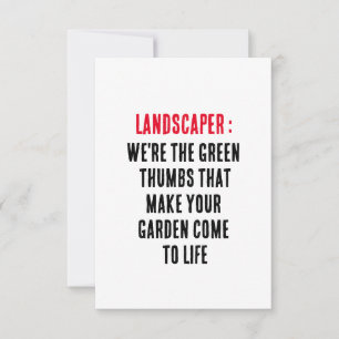 Landscaper Wir sind die grünen Daumen, die Ihren g Dankeskarte