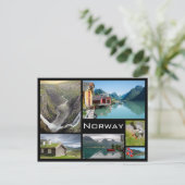 Landscapes in Norway black collage postcard Postkarte (Stehend Vorderseite)