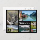 Landscapes in Norway black collage postcard Postkarte (Vorne/Hinten)