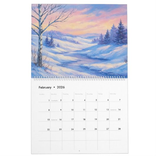 Landscapes of the seasons Template Kalender (Feb 2026)