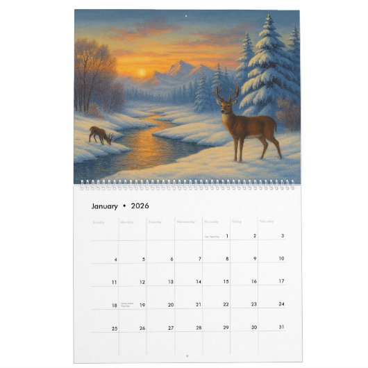 Landscapes of the seasons Template Kalender (Jan 2026)