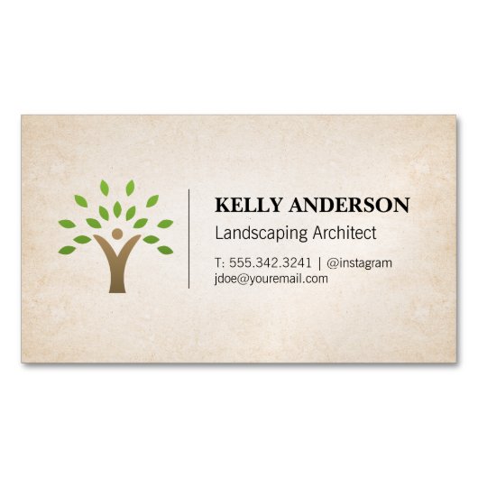 Landscaping Architect | Baumschneidemdienst Magnetische Visitenkarte (Vorderseite)