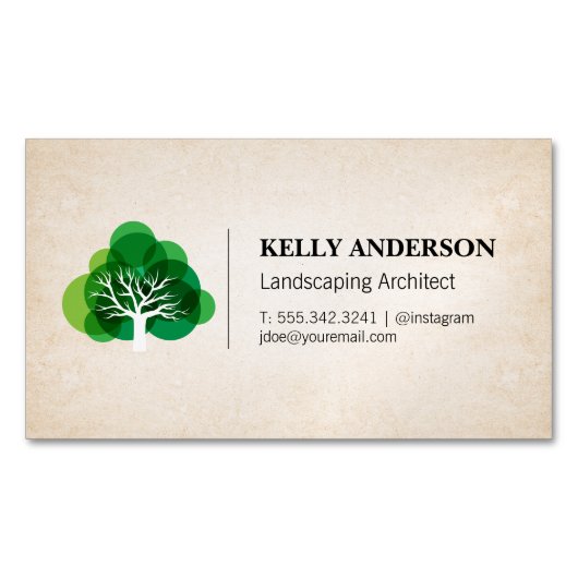 Landscaping Architect | Baumsymbol Magnetische Visitenkarte (Vorderseite)