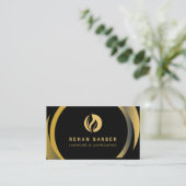 Landscaping Black & Gold Visitenkarte (Stehend Vorderseite)
