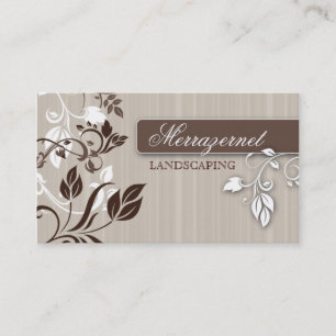 Landscaping Business Card Salon Beige Blätter Visitenkarte