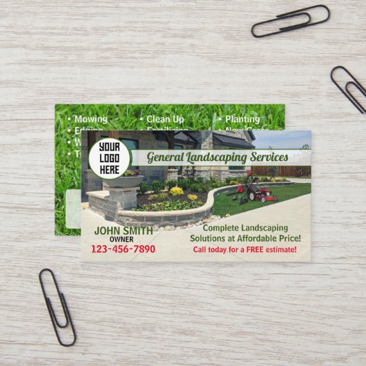 Landscaping Business Card Visitenkarte (Vorderseite/Rückseite Beispiel)