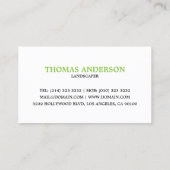 Landscaping der modernen Rasenpflege Visitenkarte (Rückseite)