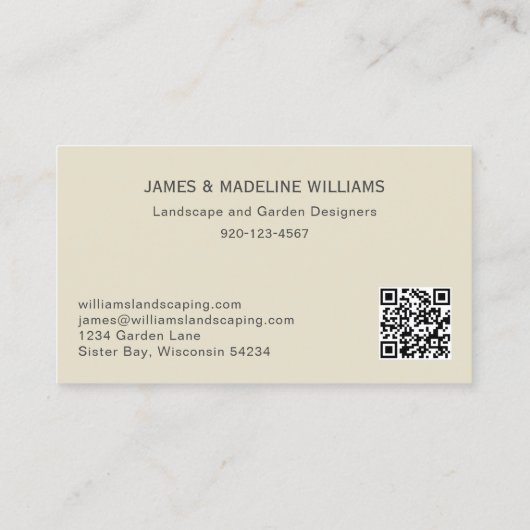 Landscaping Gartenbaum QR Code Visitenkarte (Rückseite)