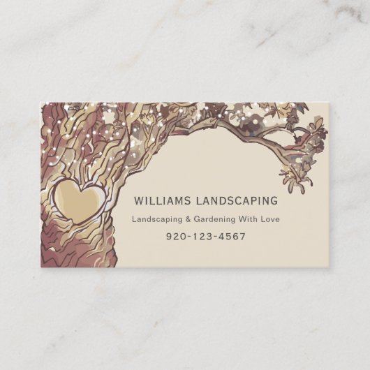 Landscaping Gartenbaum QR Code Visitenkarte (Vorderseite)