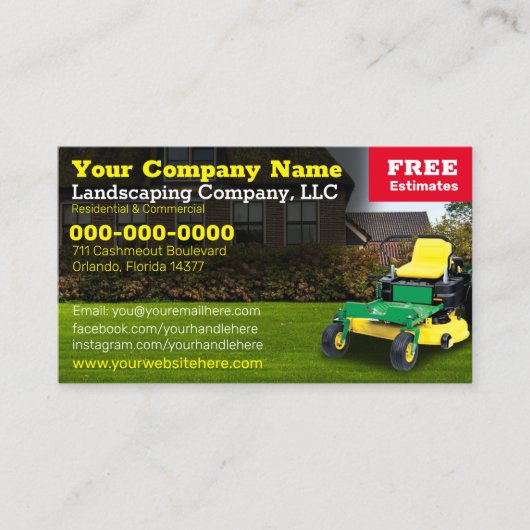 Landscaping Grass Cutting Business Card Visitenkarte (Vorderseite)