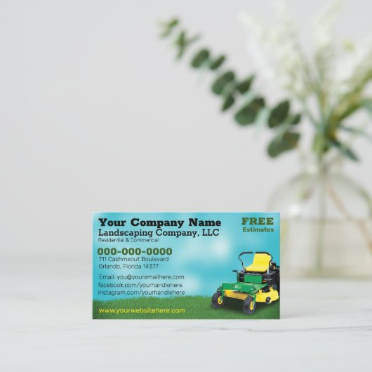 Landscaping Grass Cutting Business Card Visitenkarte (Stehend Vorderseite)