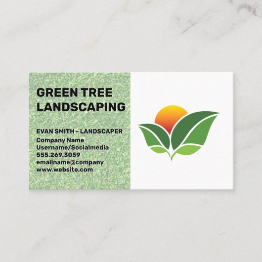 Landscaping | Green Grass Cut | Topiary Visitenkarte (Vorderseite)