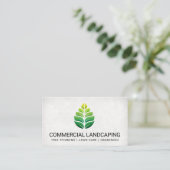 Landscaping Green Leaf Logo | Gartenarbeit Visitenkarte (Stehend Vorderseite)