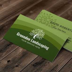 Landscaping Green Shades Tree Logo Rasenpflege Visitenkarte