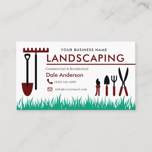 Landscaping Lawn Care Business Card Visitenkarte (Vorderseite)