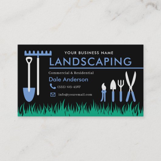 Landscaping Lawn Care Business Card Visitenkarte (Vorderseite)
