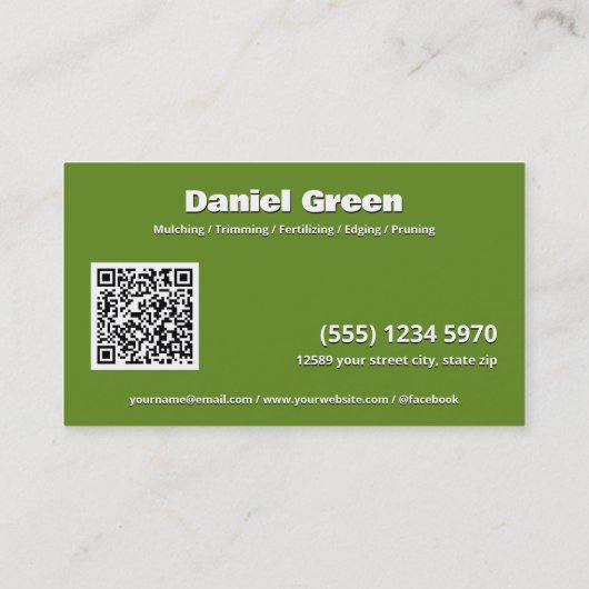Landscaping Lawn Care Custom QR Visitenkarte (Rückseite)