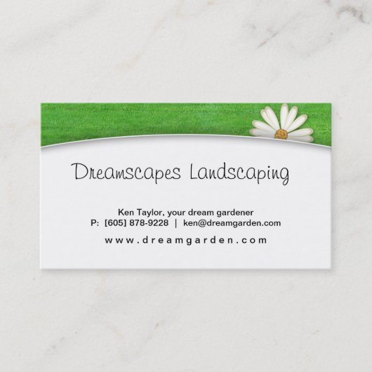 Landscaping Lawn Care Daisy Business Card Visitenkarte (Vorderseite)