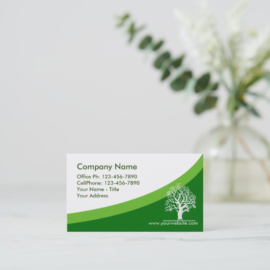 Landscaping Lawn Care Gardener Tree Business Card Visitenkarte (Stehend Vorderseite)