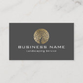 Landscaping Lawn Care Modern Gold Tree Logo Busine Visitenkarte (Vorderseite)