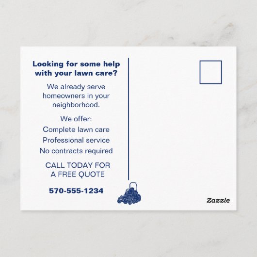 Landscaping Lawn Mowing Business Postkarte (Rückseite)