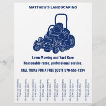 Landscaping Lawn Mowing Flyer with Tear off Strips