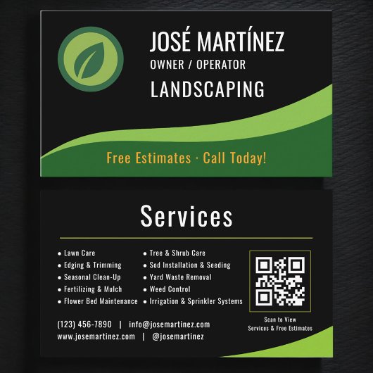 Landscaping Lawn Service QR Code Visitenkarte