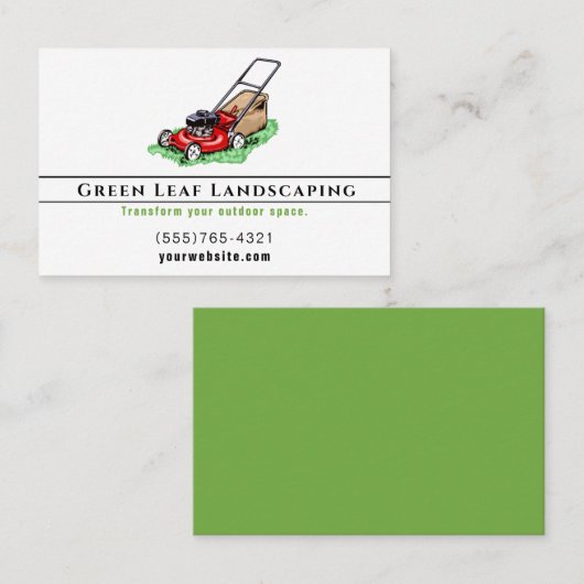 Landscaping Lawnmower Garden Service Business Card Visitenkarte (Vorne/Hinten)