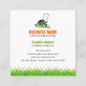 Landscaping Mow beruflich Green Orange Lawncare Quadratische Visitenkarte (Vorderseite)