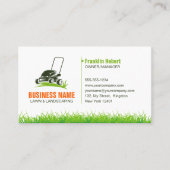 Landscaping Mow beruflich Green Orange Lawncare Visitenkarte (Vorderseite)